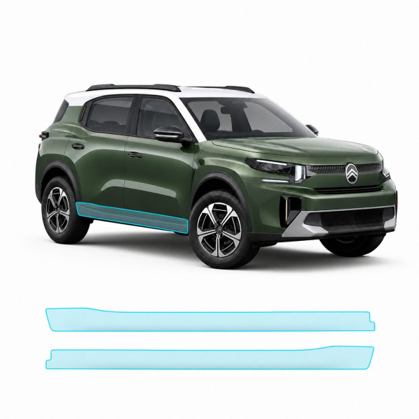 Антигравийная защитная бронепленка по лекалам для Citroen C3 Aircross II 2024- нижняя зона кузова пороги