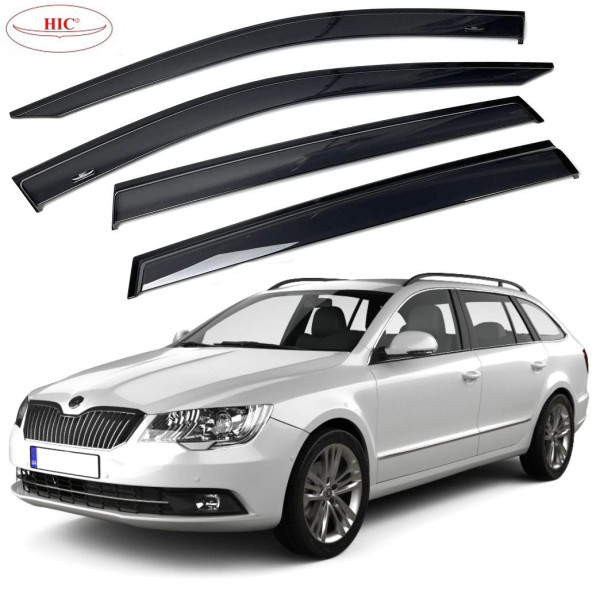 Дефлектори вікон вітровики HIC для Skoda Superb 2008-2015 Оригінал (SK09)