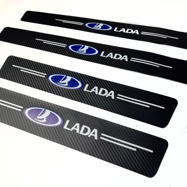 Защитная пленка накладка на пороги для Lada Черный Карбон 4 шт