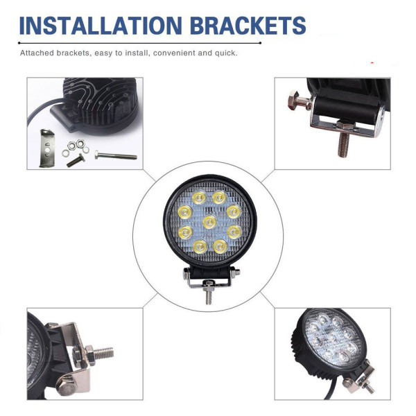 Дополнительная LED фара Ø 147x150x73 mm 27W (3W*9) 10-30V Дальний Spot 1 шт (2701)