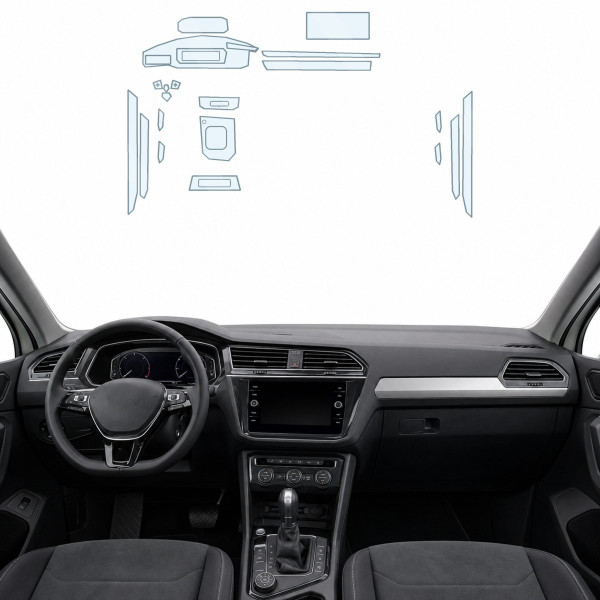 Набір Плівок захисних для салону Volkswagen Tiguan II 2016- TPH (Кансолі Дисплея Ручок)