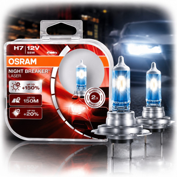 Автолампа галогенна Osram Night Breaker Laser +150% 12V H7 55W 2 шт (64210 NL-BOX)