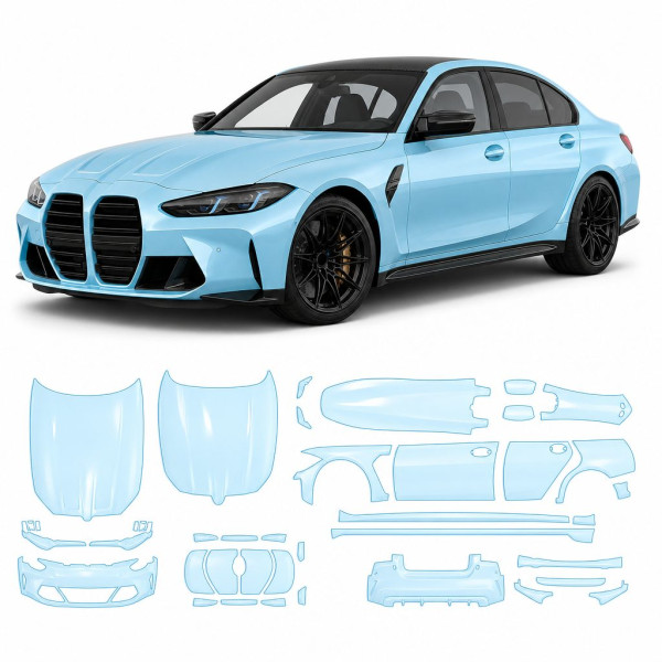 Антигравийная защитная бронепленка по лекалам для BMW M3 G80 facelift 2024- полный кузов