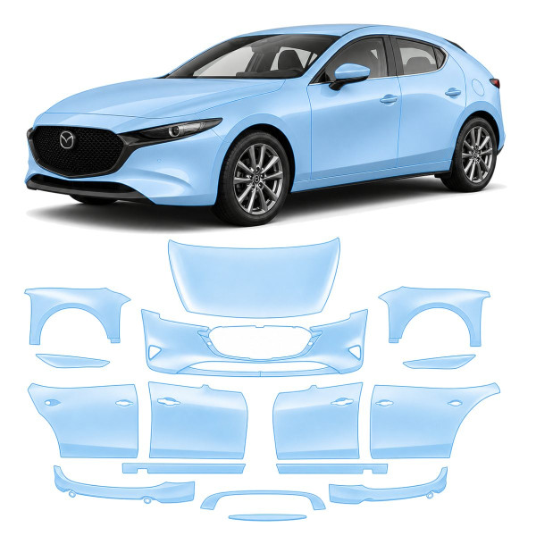 Антигравийная защитная бронепленка по лекалам для Mazda Mazda3 BP 2019- полный кузов