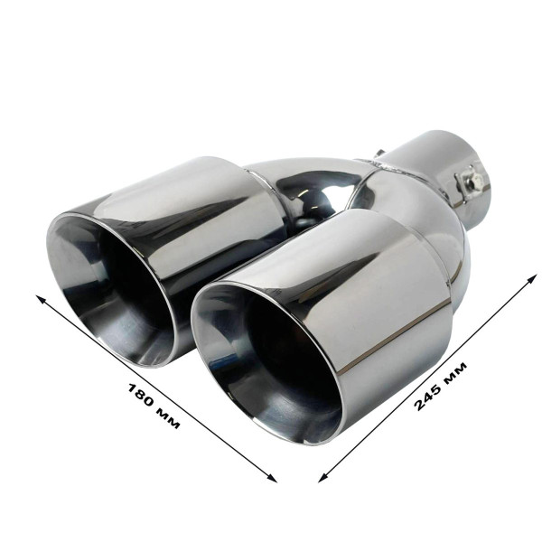 Насадка на глушитель Elegant Двойная Круглая Ø 63 х 2-89 x 245 мм Хром (EL 106 048)