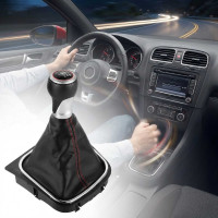 Ручка КПП з пильником у зборі Модельна для Volkswagen Golf V / VI Jetta Bora 2003-2014 MK 5/6 (6 Швидкостей) Червона нитка FXVW-138