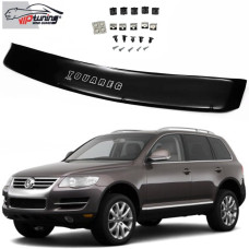 Дефлектор капоту мухобійка Volkswagen Touareg 2003-2010 Довга Євро Кріплення (Vip Tuning)