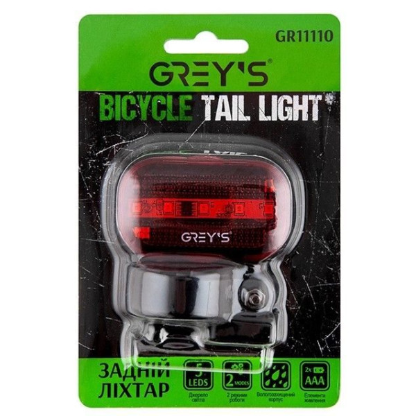 Велосипедний задній ліхтар Grey's LED 2 режими 60 х 20 х 40 мм 1 шт (GR10150)