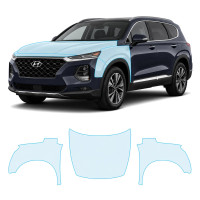 Антигравийная защитная бронепленка по лекалам для Hyundai Santa Fe TM 2018-2020 - капот и передние крылья