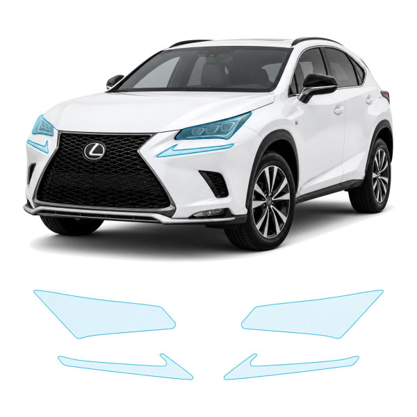 Антигравийная защитная бронепленка по лекалам для Lexus NX AZ10 facelift 2018-2021 - оптика (фары и ПТФ)