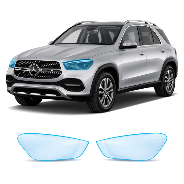 Антигравійна захисна бронеплівка за лекалами для Mercedes-Benz GLE W167 facelift 2023- оптика (фари та ПТФ)