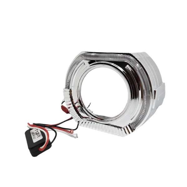LED Маска Ангельські очі 3" D76 мм 12V 6000K BMW Білий Світло Хром Sport-L 2 шт