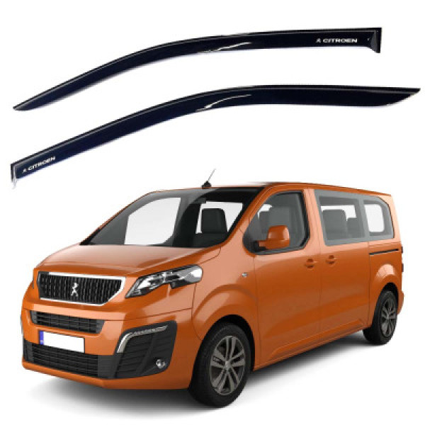 Дефлекторы окон ветровики для Peugeot Traveller 2017-  Скотч 3M Voron Glass