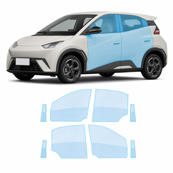 Антигравийная защитная бронепленка по лекалам для BYD Seagull (Dolphin Surf) I 2023- зоны дверей и стойки окон