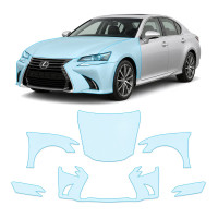 Антигравийная защитная бронепленка по лекалам для Lexus GS L10 facelift 2015-2020 - передняя часть авто (капот бампер фары крылья)