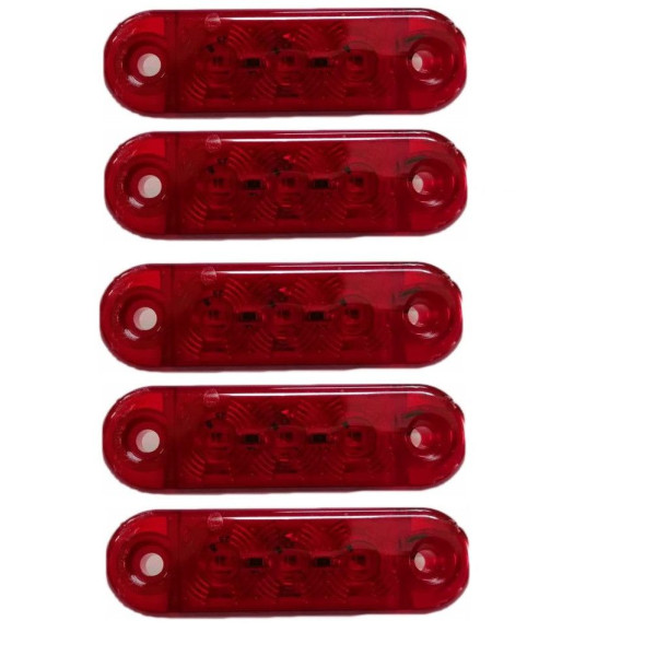Габарит LED прямоугольный 65х20 мм / 12/24V / 3 диода / Красный 1 шт (MR 52)
