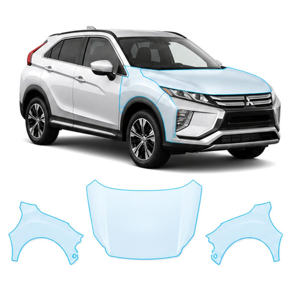 Антигравийная защитная бронепленка по лекалам для Mitsubishi Eclipse Cross I 2017-2021 - капот и передние крылья