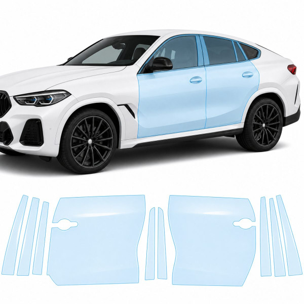 Антигравійна захисна бронеплівка за лекалами для BMW X6 G06 2019-2023 - зони дверей і стійки вікон
