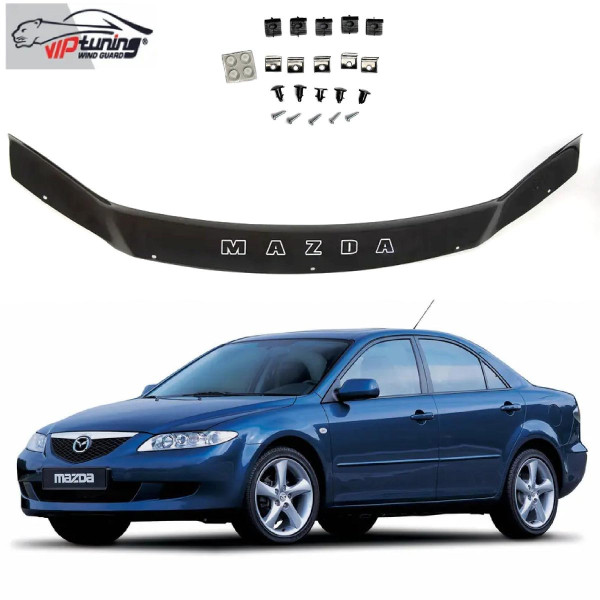 Дефлектор капота мухобойка Mazda 6 2002-2008 Евро Крепление (Vip Tuning) MZD03