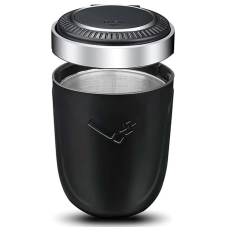 Попільничка автомобільна Ashtray з підсвічуванням Чаша Метал (Натискна Кришка)