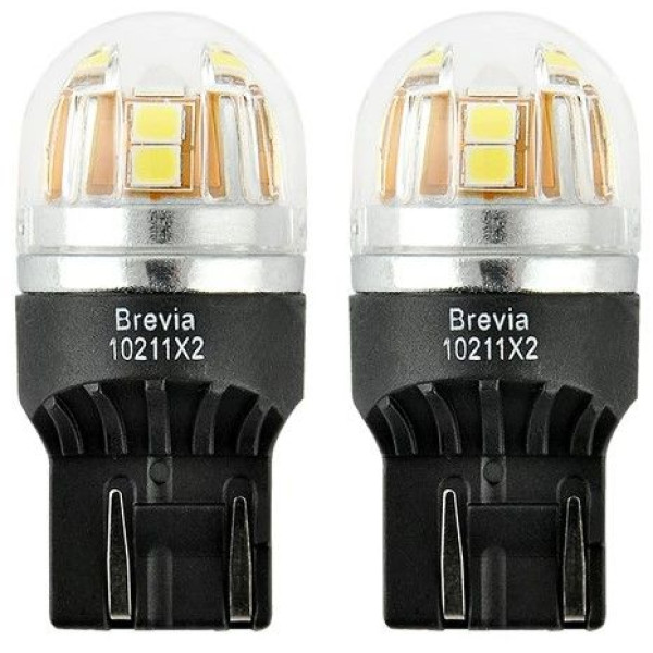 LED автолампа Brevia Spower 12/24V W21/5W 15x2835SMD 330Lm 6000K Оригінал CANbus W3x16q 2 шт (10211X2)