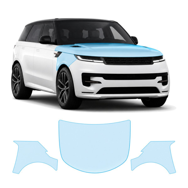Антигравийная защитная бронепленка по лекалам для Land Rover Range Rover Sport L461 2022- капот и передние крылья