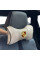 Подушка на підголівник з логотипом Porsche Екошкіра 3D Кольоровий лого Бежева-Коричневий кант 1 шт