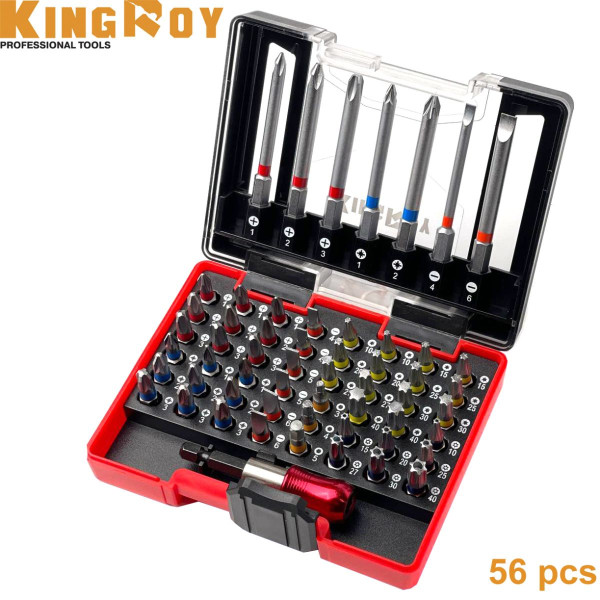 Набір біт Шестигранники та Зірочки Hex Torx KING STD 56 шт під електроінструмент Оригінал (32077)