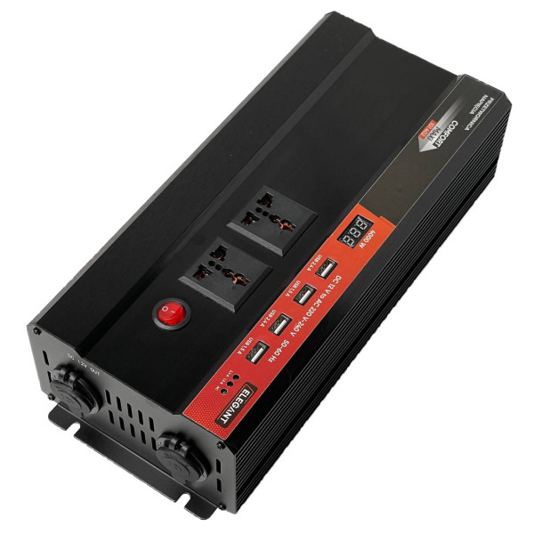 Перетворювач напруги Elegant 12V - 220V 2000W-4000W З Розетками 12V та 220V 4 USB Клеми (EL 101 402)