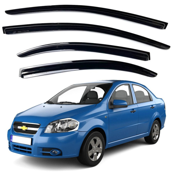 Дефлектори вікон вітровики Chevrolet Aveo T250 2006-2012 Седан (SunVizor Корея)
