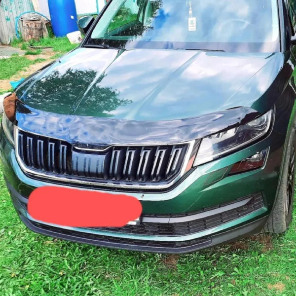 Дефлектор капота мухобойка для Skoda Kodiaq 2016- Евро Крепление (Vip Tuning)