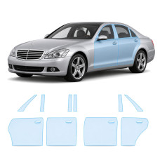 Антигравийная защитная бронепленка по лекалам для Mercedes-Benz S-Class W221 2005-2009 - зоны дверей и стойки окон