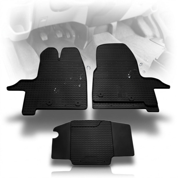 Автомобильные коврики в салон для Ford Transit Custom 2012- 3 шт Резиновые бортик 3-5 см Черные (Avto-Gumm)