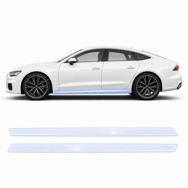 Антигравийная защитная бронепленка по лекалам для Audi A7 C8 2018-2022 - нижняя зона кузова пороги