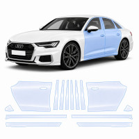 Антигравийная защитная бронепленка по лекалам для Audi A6 C9 2025- зоны дверей и стойки окон
