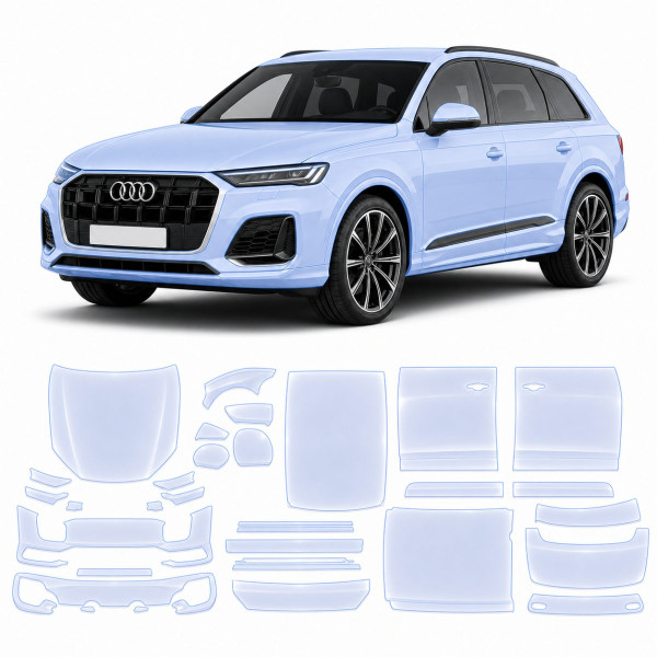 Антигравийная защитная бронепленка по лекалам для Audi Q7 4M second facelift 2024- полный кузов
