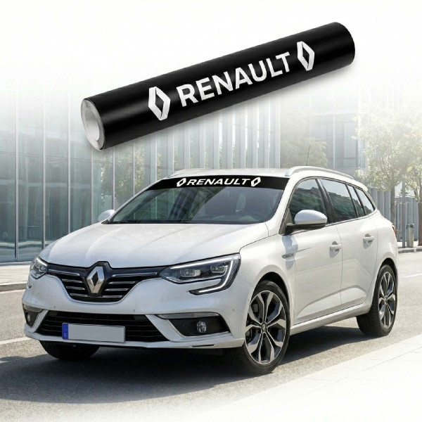 Наклейка на лобовое стекло авто RENAULT 135 x 1000 мм Наружная Черная Надпись