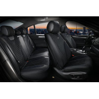 Авточехлы для сидений Алькантара Экокожа Elegant Torino комплект Черные (700 126)