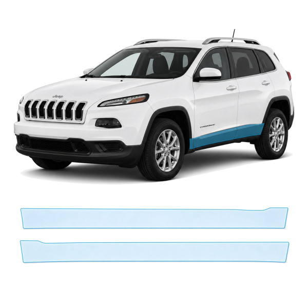 Антигравійна захисна бронеплівка за лекалами для Jeep Cherokee KL 2014-2018 - нижня зона кузова пороги