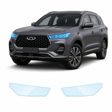 Антигравийная защитная бронепленка по лекалам для Chery Tiggo 7 Pro I 2020-2022 - оптика (фары и ПТФ)