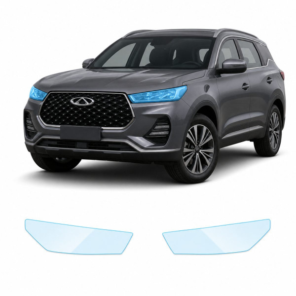 Антигравійна захисна бронеплівка за лекалами для Chery Tiggo 7 Pro I 2020-2022 - оптика (фари та ПТФ)