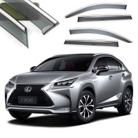 Дефлекторы окон ветровики Benke для Lexus NX 2014-2020 Хром Молдинг 3D Из Нержавеющей Стали (BLXNX1423-W/S)