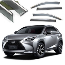 Дефлектори вікон вітровики Benke для Lexus NX 2014-2020 Хром Молдинг 3D Із Нержавіючої Сталі (BLXNX1423-W/S)