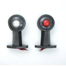 Габаритные огни LED для грузовиков Рожки 24V / прямой 12 см Линза / Красный-Белый 2 шт (Л 061)