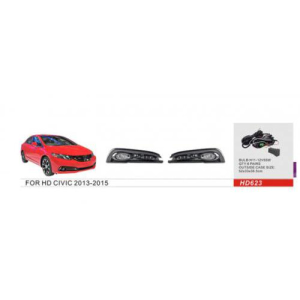 Противотуманные фары для Honda Civic 2013-2015 H11-12V 55W с проводкой Комплект (HD-623)