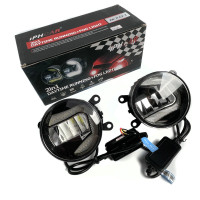 Противотуманные LED Фары круглые D90 мм / Линза с ДХО / 12V / 22W / 6000K-COB / 2 шт