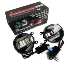 Протитуманні LED Фари круглі D90 мм / Лінза з ДХО / 12V / 22W / 6000K-COB / 2 шт