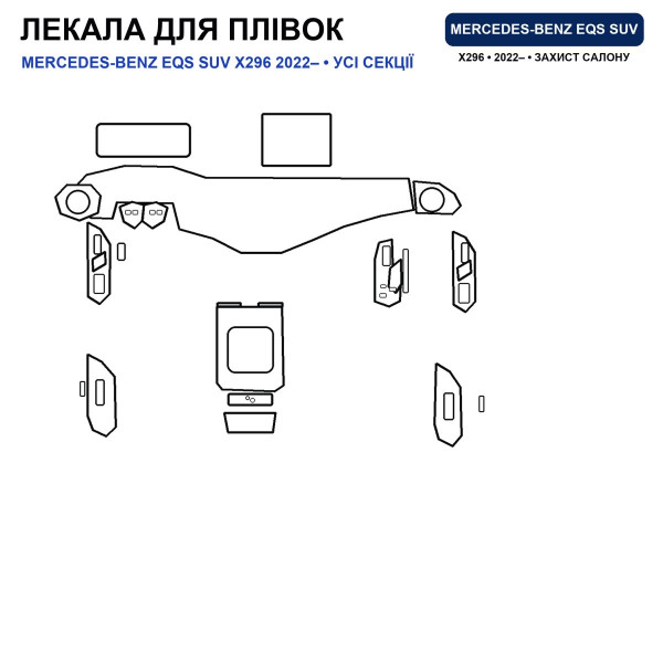Набір Плівок захисних для салону Mercedes-Benz EQS SUV (X296) 2022- TPH (Кансолі Дисплея Ручок)