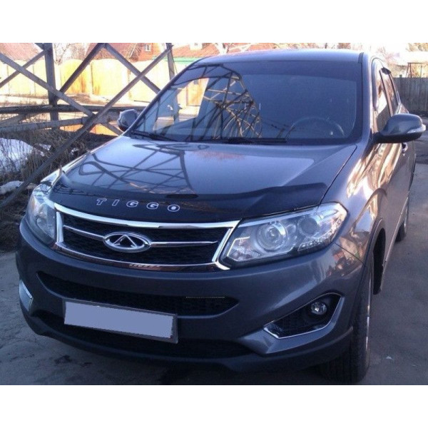 Дефлектор капоту мухобійка для Chery Tiggo 5 2014-2020 Євро Кріплення (Vip Tuning) CR11