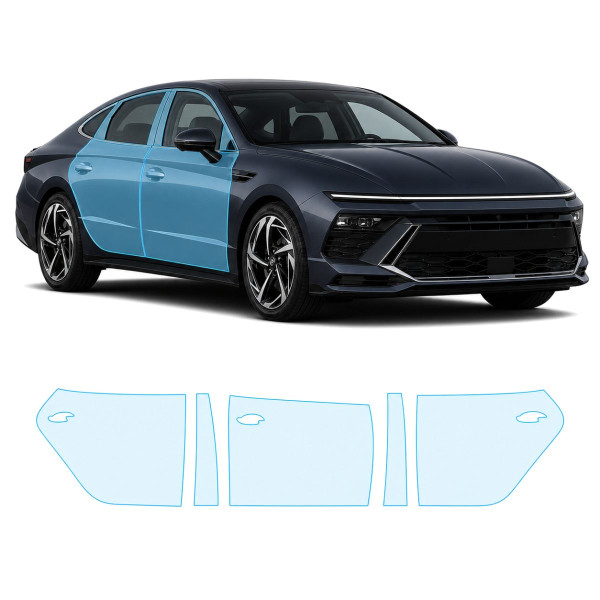 Антигравийная защитная бронепленка по лекалам для Hyundai Sonata DN8 facelift 2023- зоны дверей и стойки окон